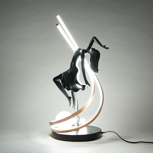 Matte black liberty sculpture lamp with warm LED arc modern decorative table lighting for home decor