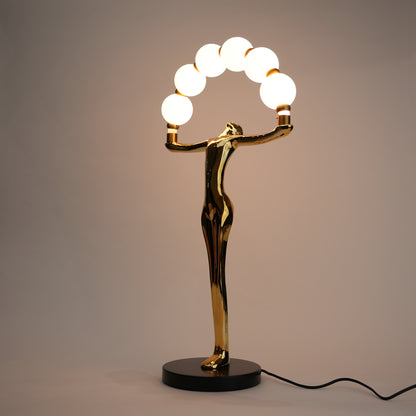 Gold human form table lamp with globe lights arc modern luxury decorative lighting for home decor