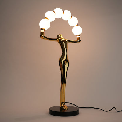 Gold human form table lamp with globe lights arc modern luxury decorative lighting for home decor
