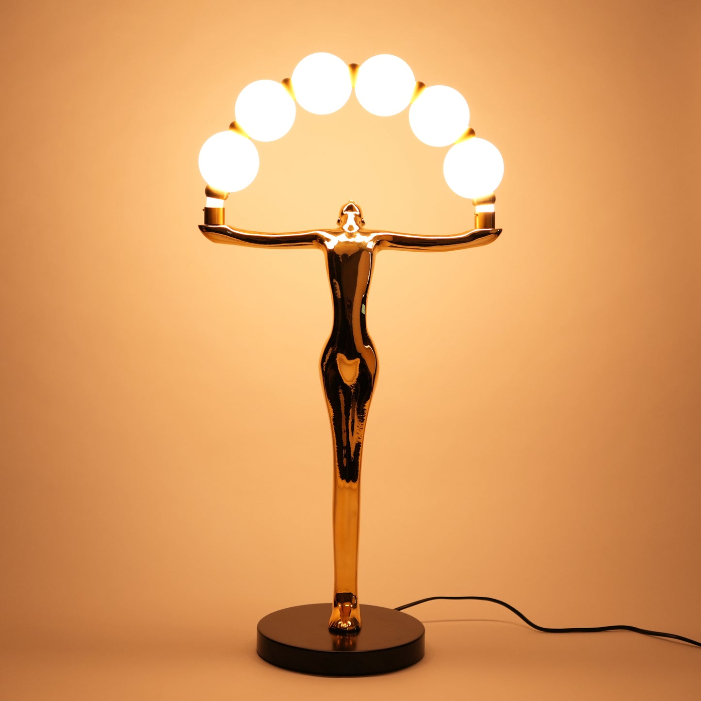Gold human form table lamp with globe lights arc modern luxury decorative lighting for home decor