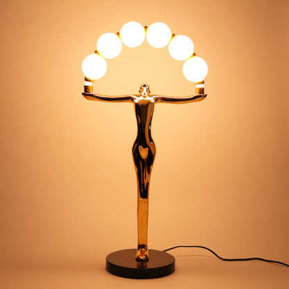 Gold human form table lamp with globe lights arc modern luxury decorative lighting for home decor