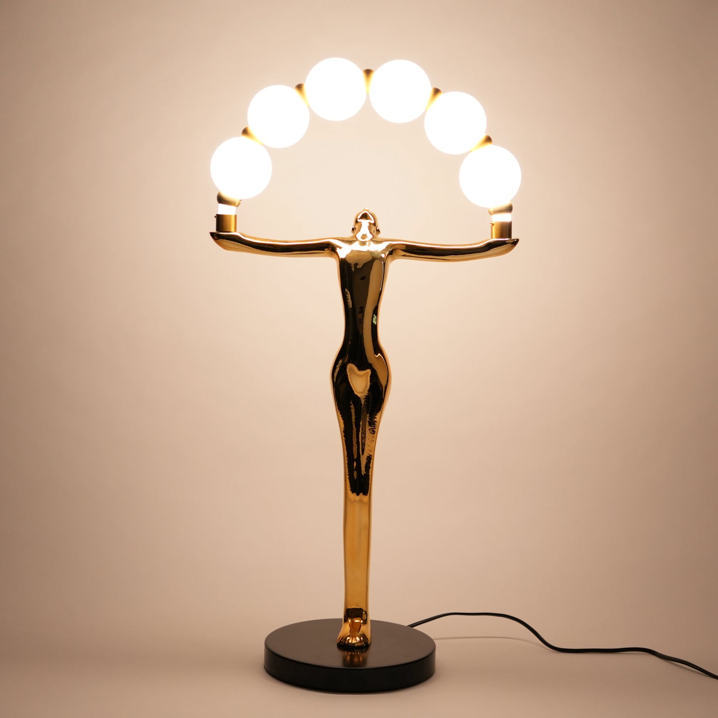 Gold human form table lamp with globe lights arc modern luxury decorative lighting for home decor