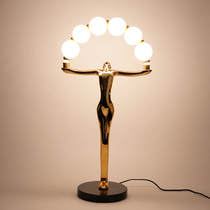 Gold human form table lamp with globe lights arc modern luxury decorative lighting for home decor