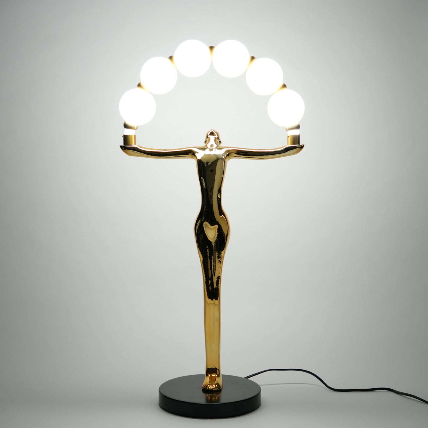 Gold human form table lamp with globe lights arc modern luxury decorative lighting for home decor