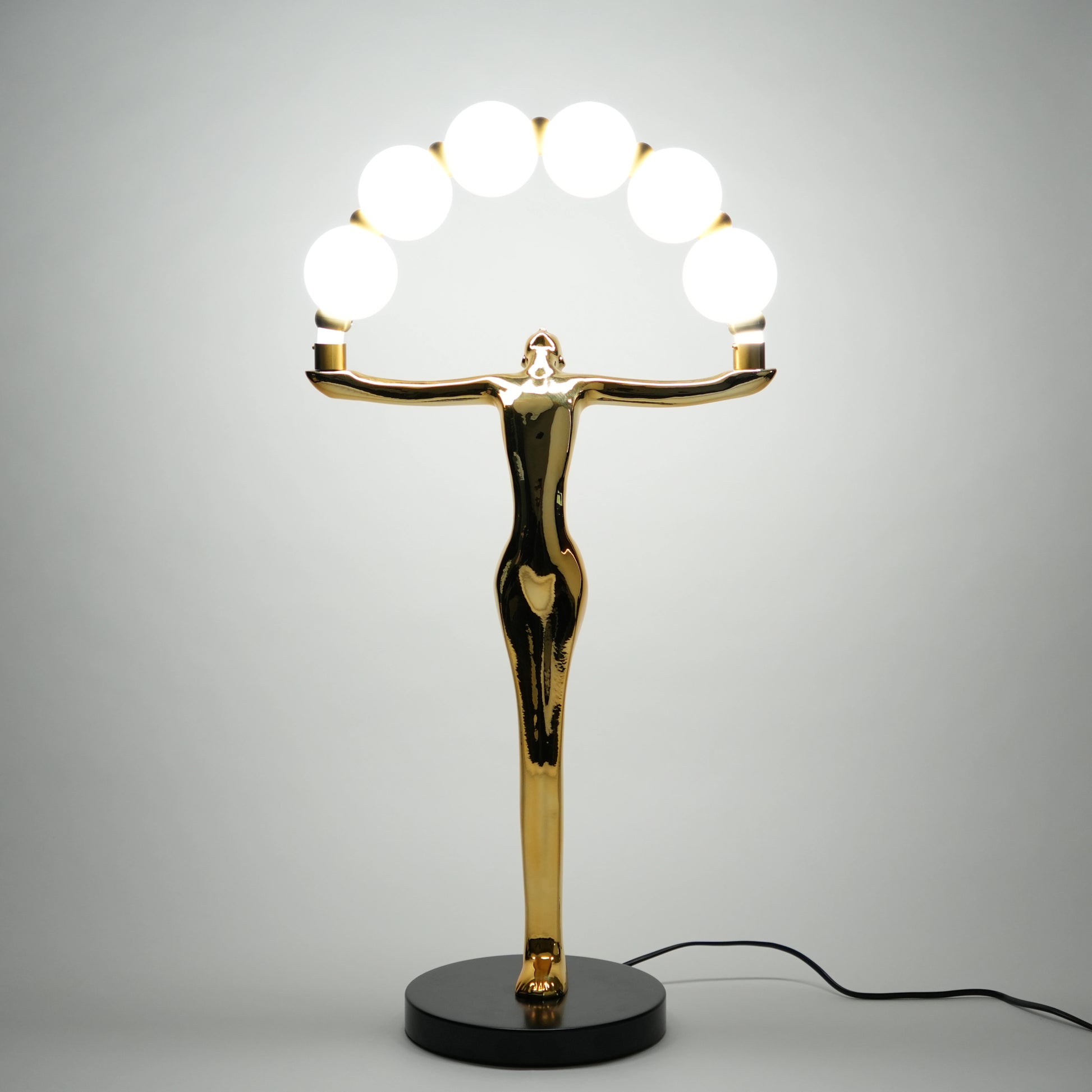 Gold human form table lamp with globe lights arc modern luxury decorative lighting for home decor
