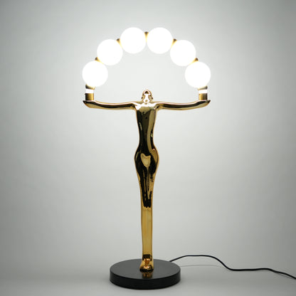 Gold human form table lamp with globe lights arc modern luxury decorative lighting for home decor
