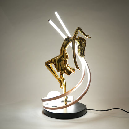 Gold female form sculpture lamp with LED arc modern luxury decorative table lighting for home decor
