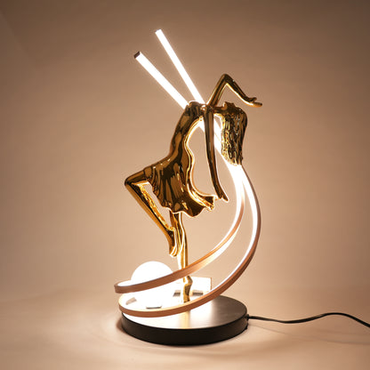 Gold female form sculpture lamp with LED arc modern luxury decorative table lighting for home decor