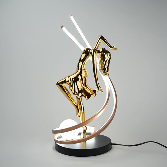 Gold female form sculpture lamp with LED arc modern luxury decorative table lighting for home decor