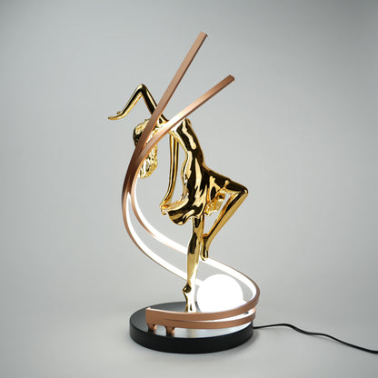 Gold female form sculpture lamp with LED arc modern luxury decorative table lighting for home decor