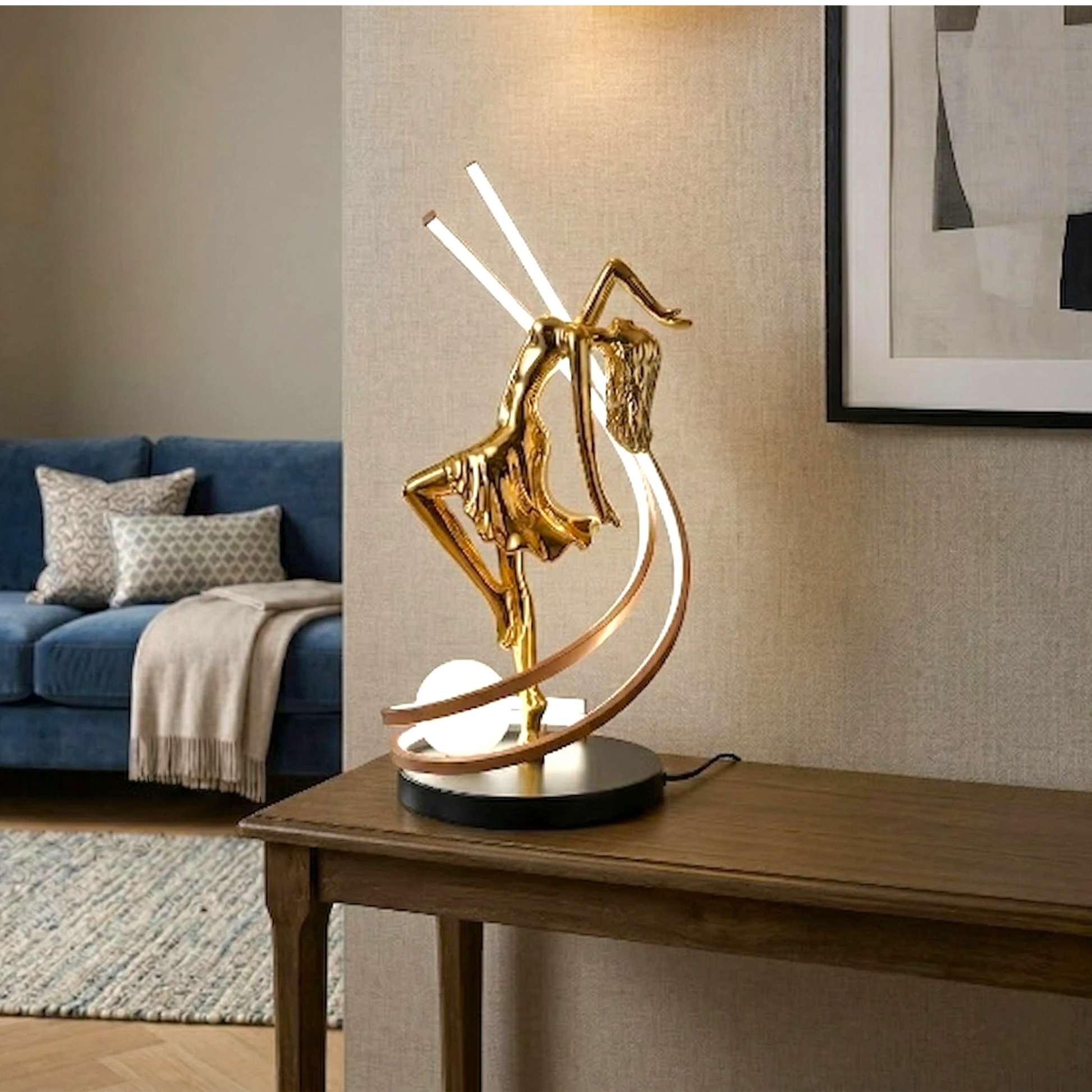 Liberty Sculpture Floor Lamp gold electroplated human form lighting