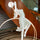 Liberty Sculpture Floor Lamp Standard Edition – silver and white human-form lamp with LED arcs and glowing orb.”
