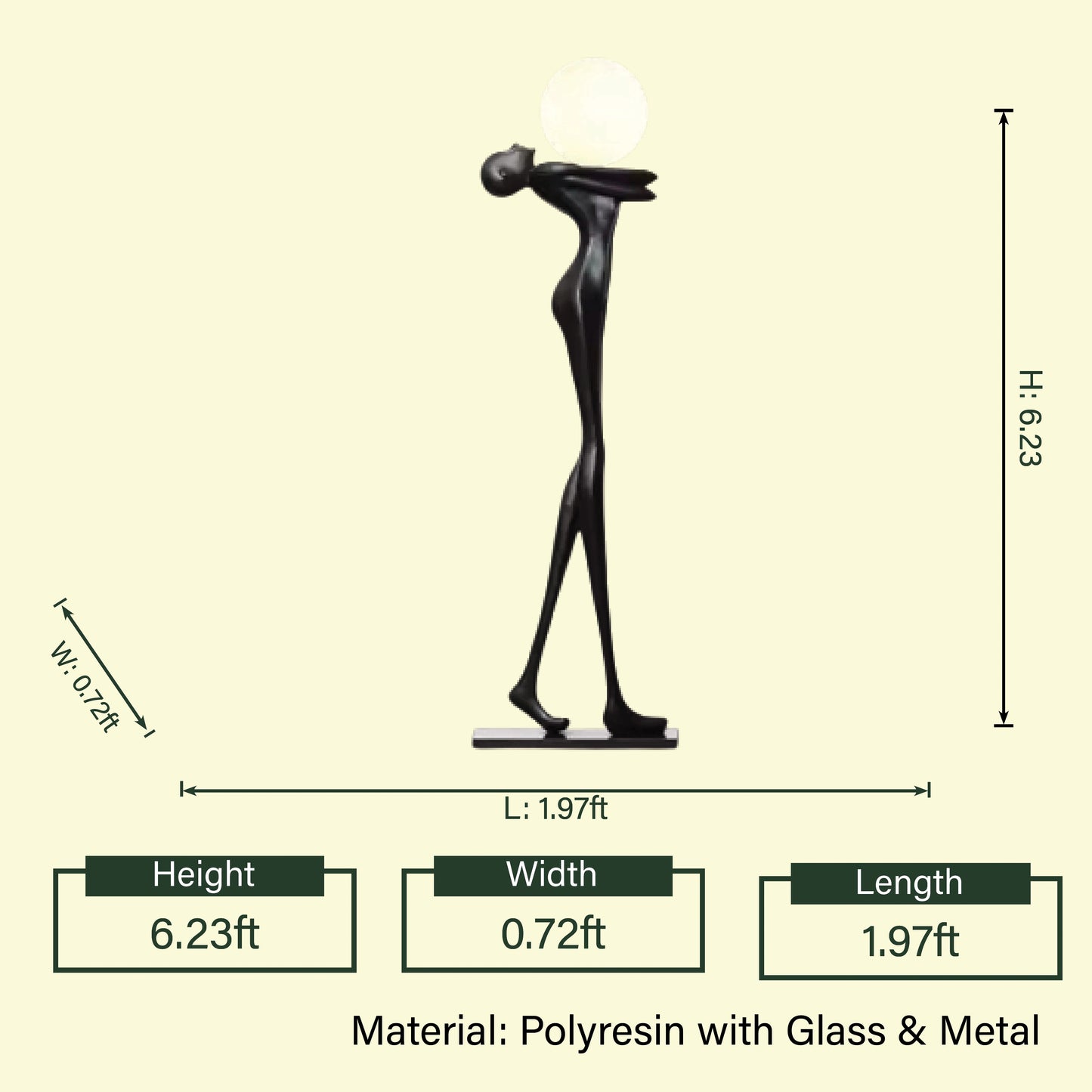 Grace Curve black figure lamp orb spec