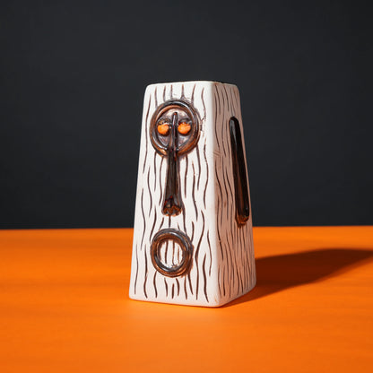 ceramic totem tiki mug with carved tribal face