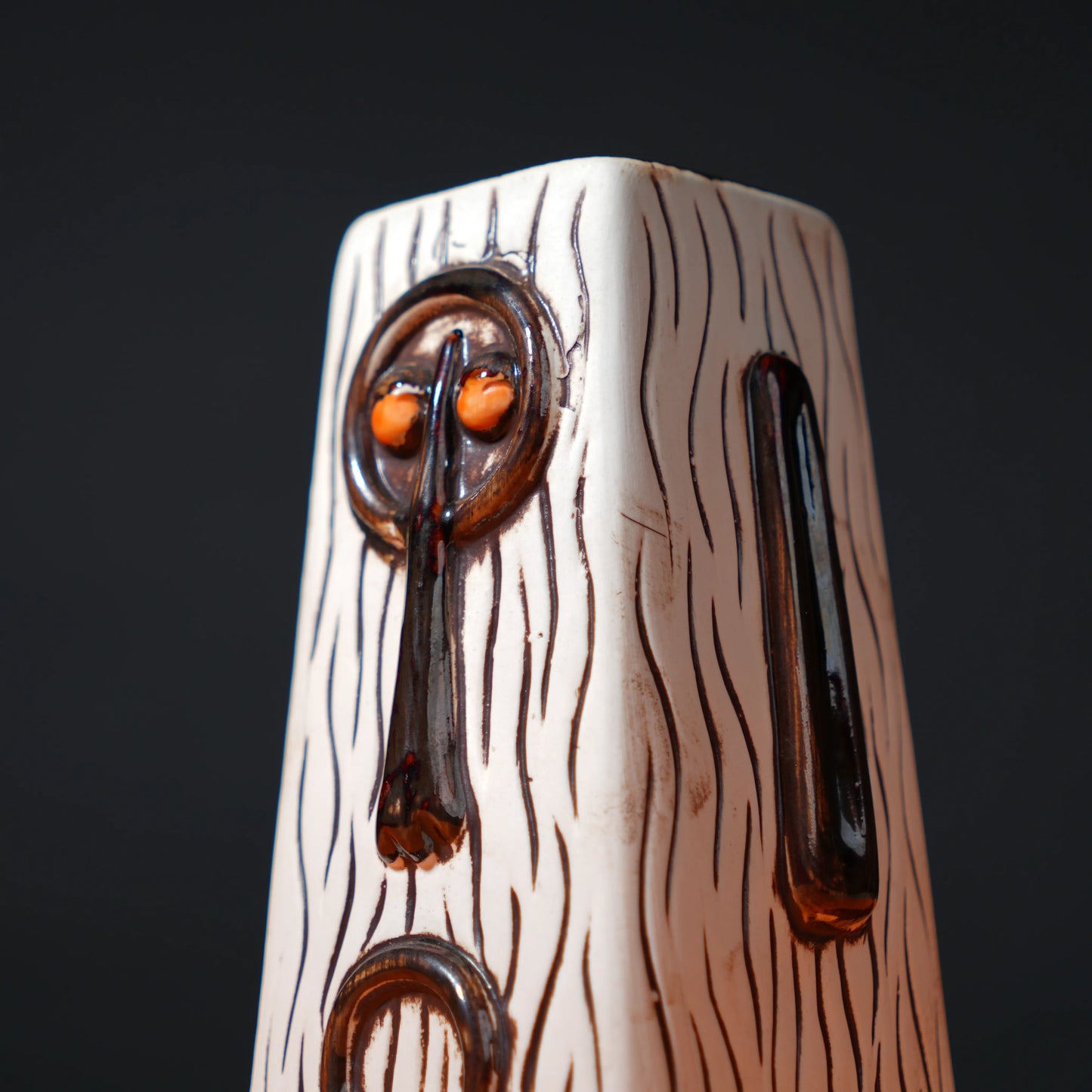 ceramic totem tiki mug with carved tribal face