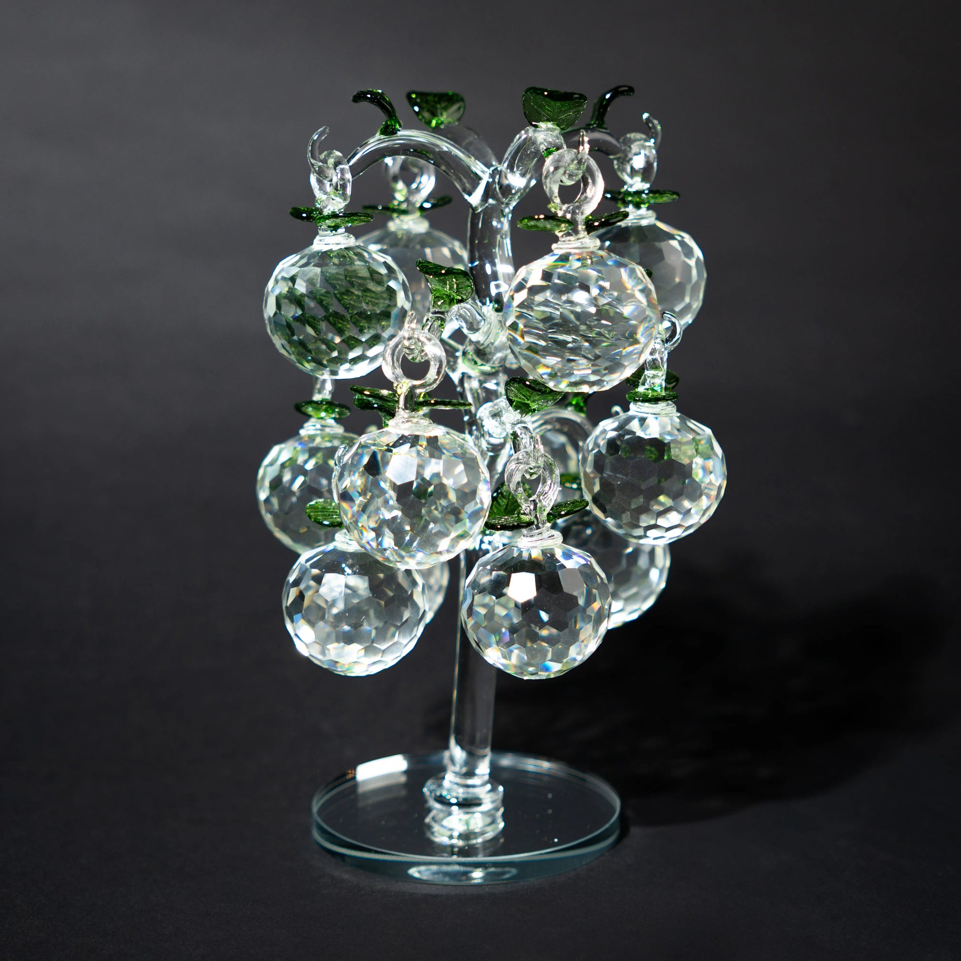 transparent crystal apple tree décor with green crystal leaves small size