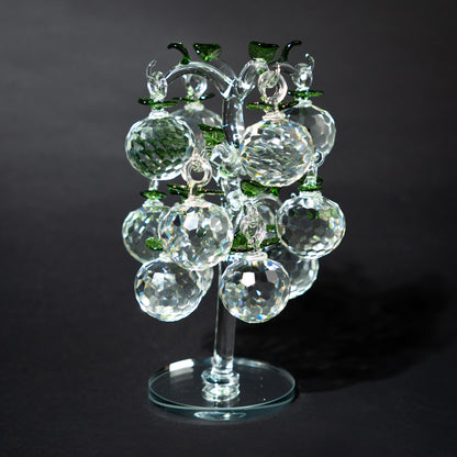 transparent crystal apple tree décor with green crystal leaves small size