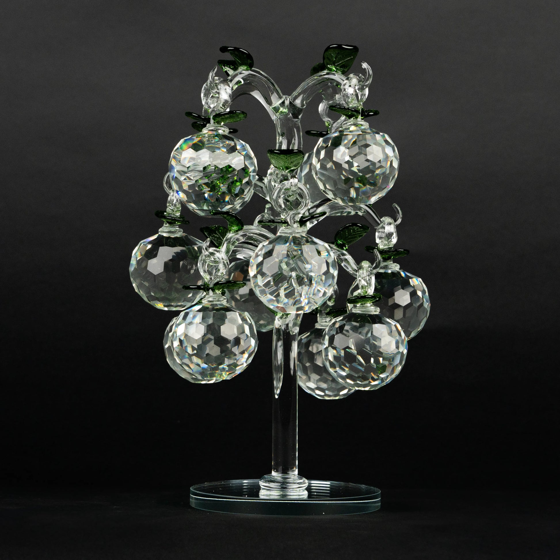 transparent crystal apple tree décor with green crystal leaves small size