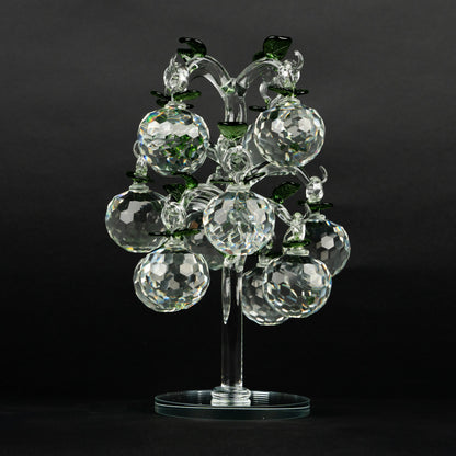 transparent crystal apple tree décor with green crystal leaves small size