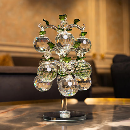 transparent crystal apple tree décor with green crystal leaves small size