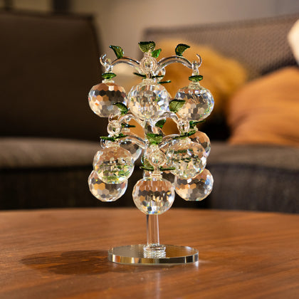 transparent crystal apple tree décor with green crystal leaves small size
