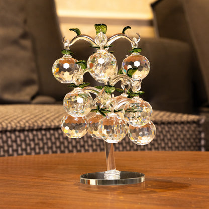 transparent crystal apple tree décor with green crystal leaves small size