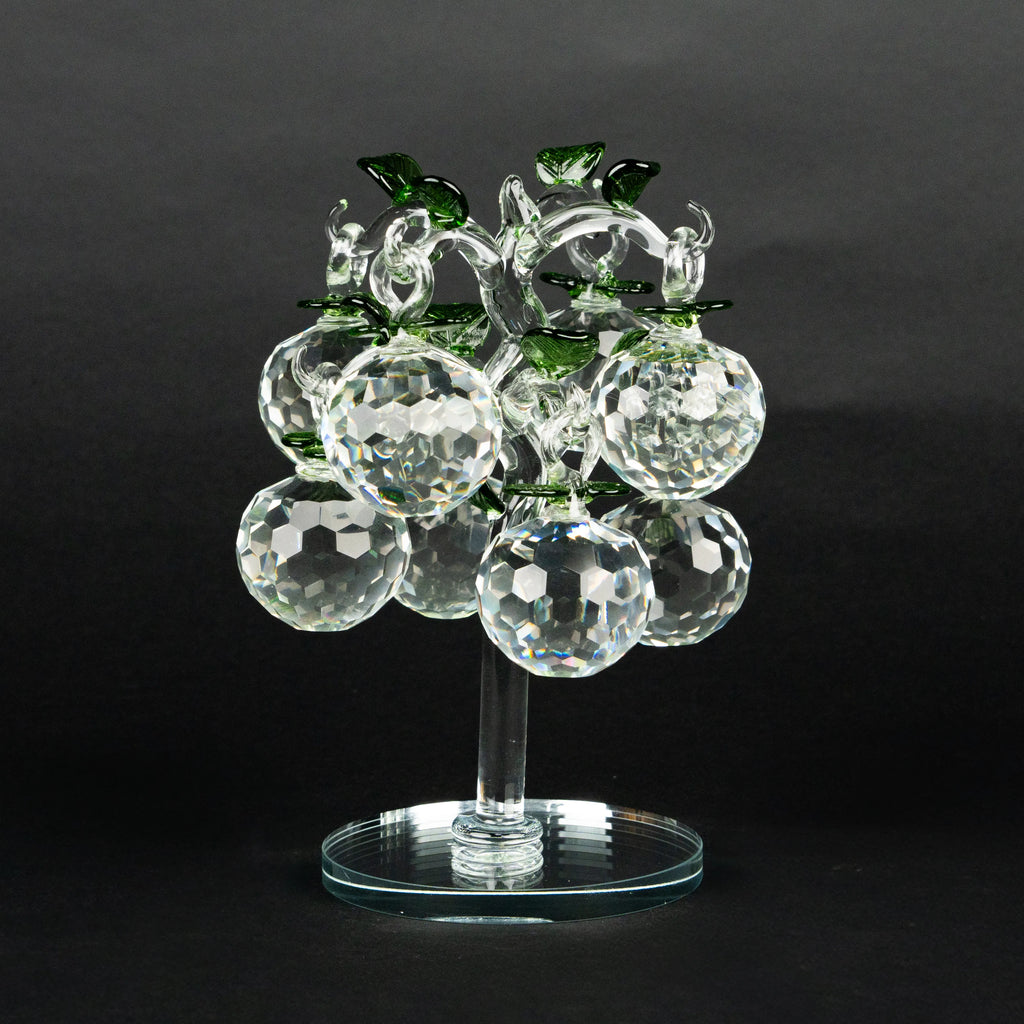 transparent crystal apple tree décor with green crystal leaves large size
