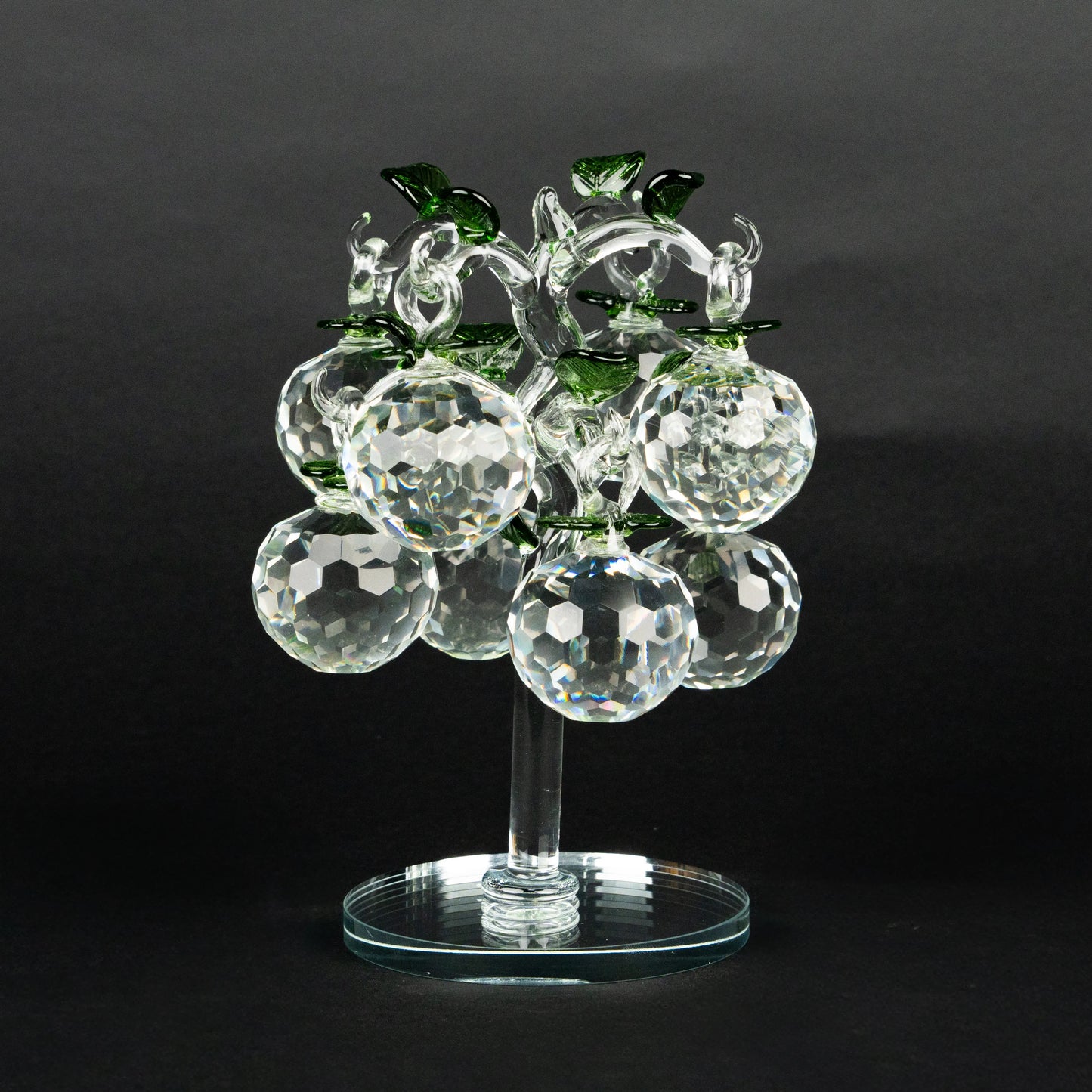 transparent crystal apple tree décor with green crystal leaves large size