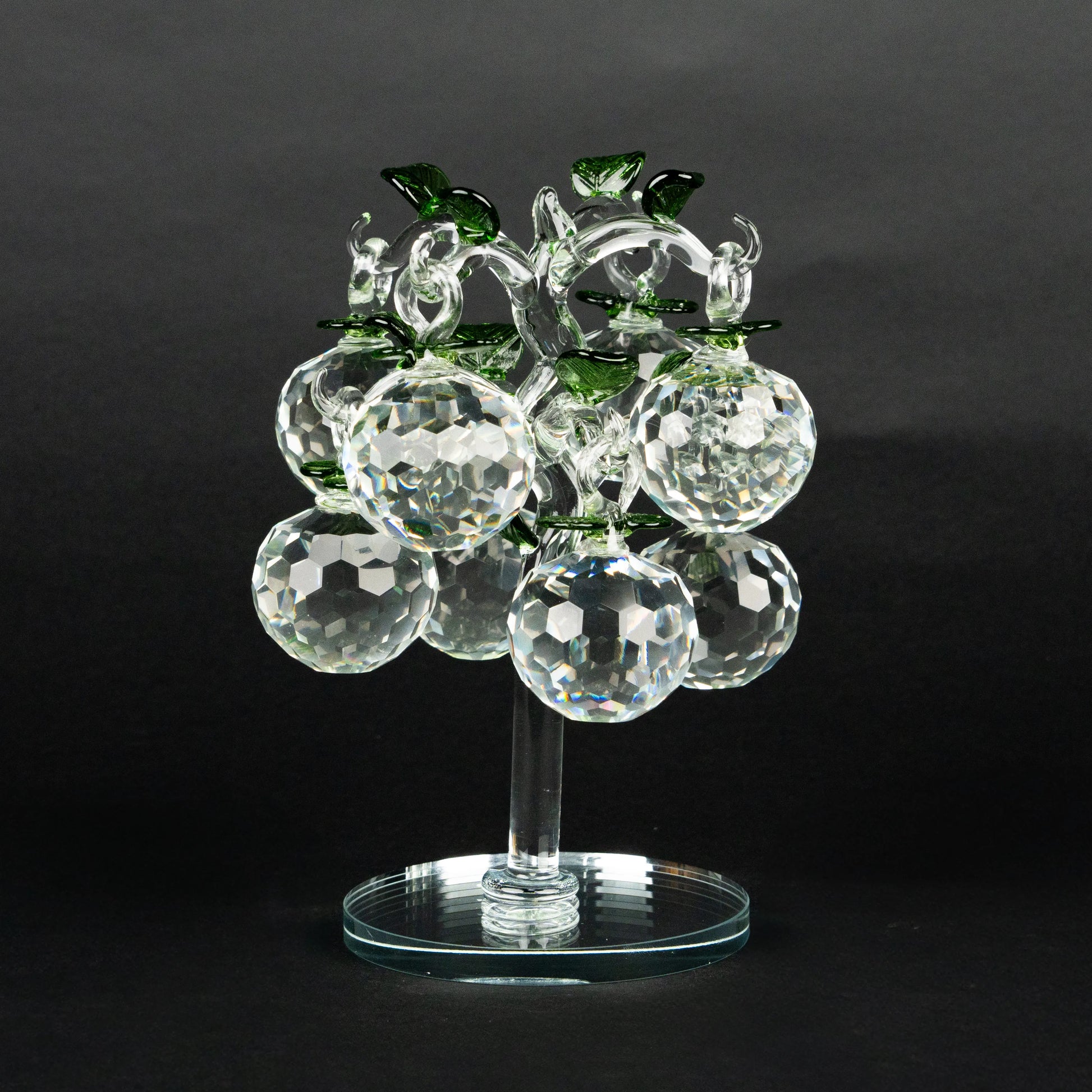 transparent crystal apple tree décor with green crystal leaves large size
