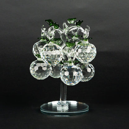 transparent crystal apple tree décor with green crystal leaves large size