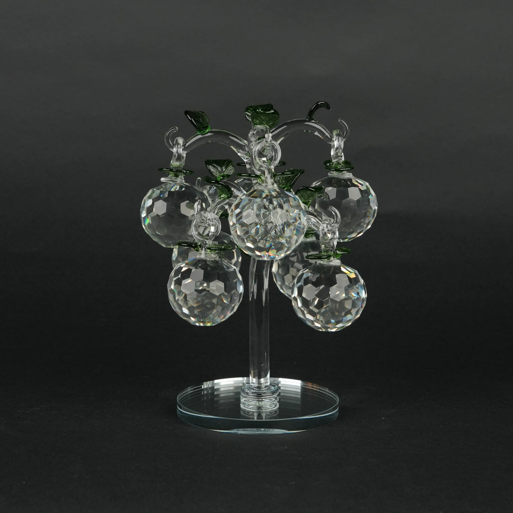 transparent crystal apple tree décor with green crystal leaves large size