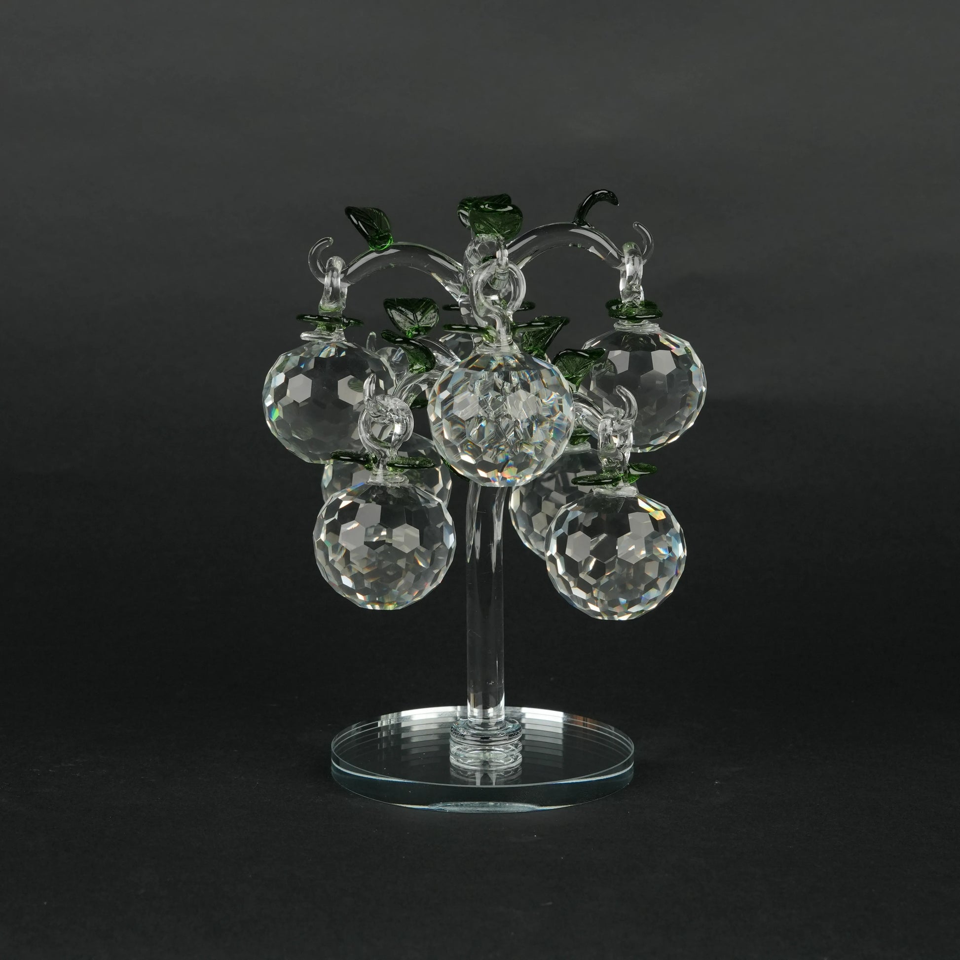 transparent crystal apple tree décor with green crystal leaves large size