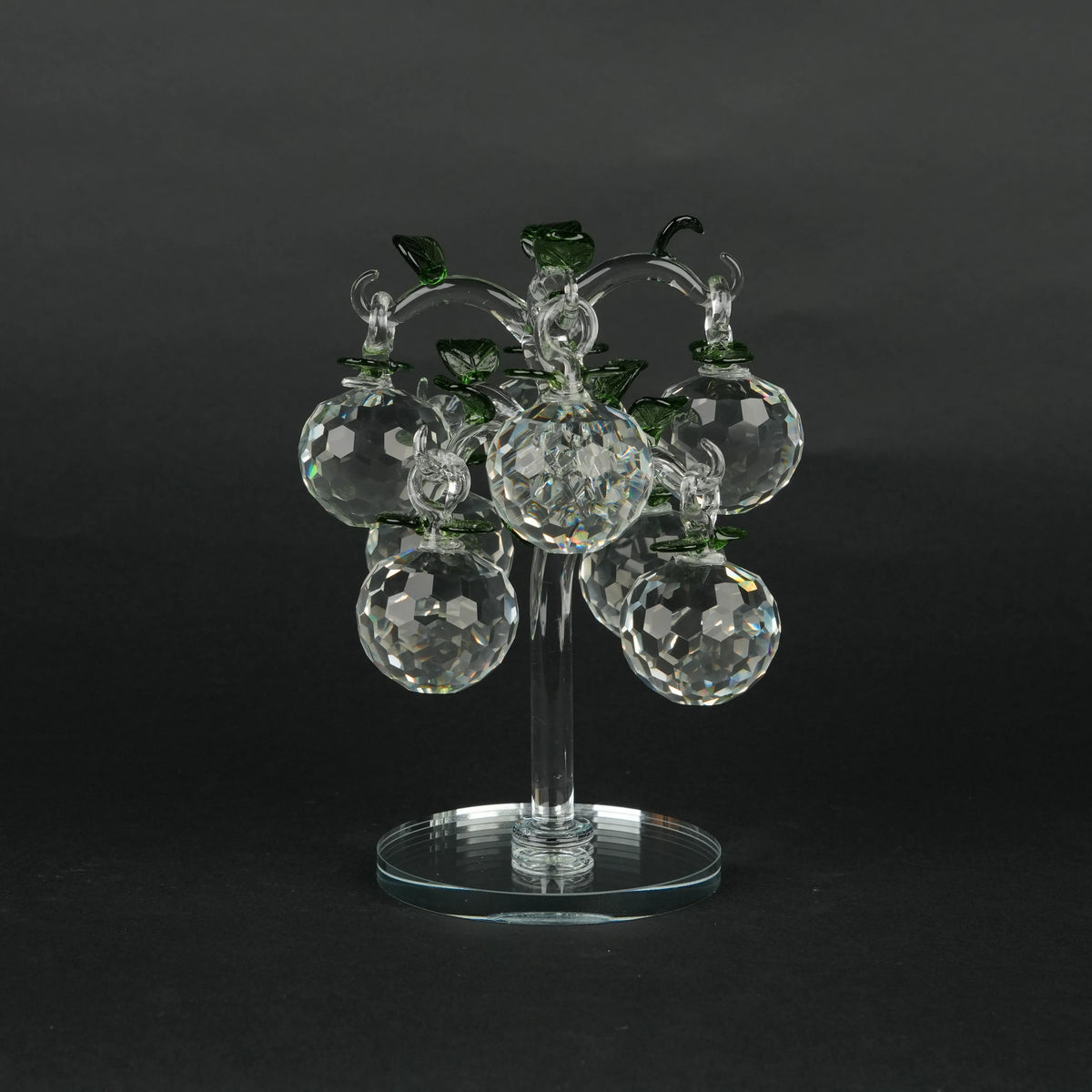 transparent crystal apple tree décor with green crystal leaves large size
