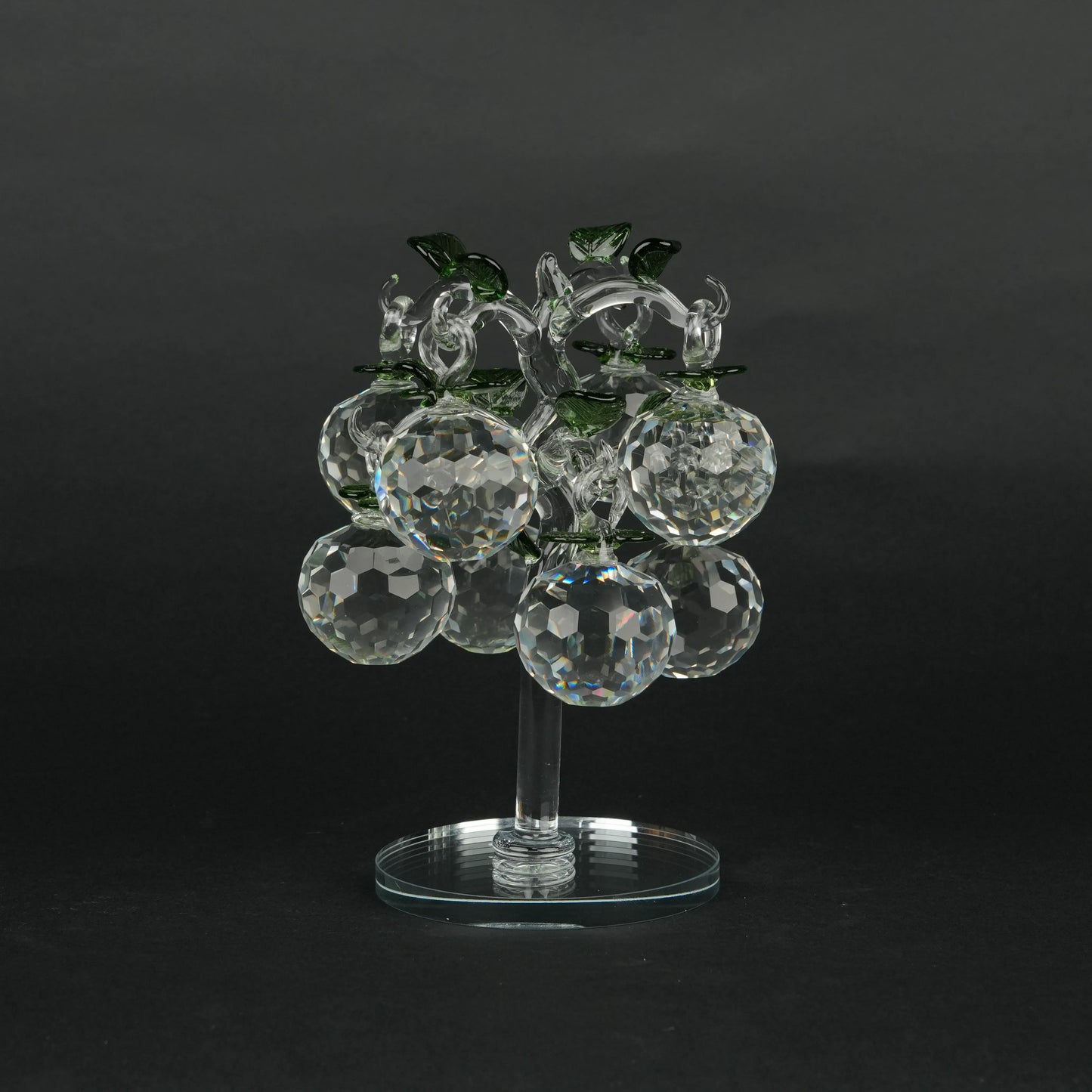 transparent crystal apple tree décor with green crystal leaves large size