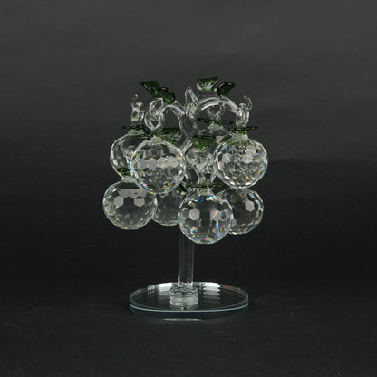 transparent crystal apple tree décor with green crystal leaves large size