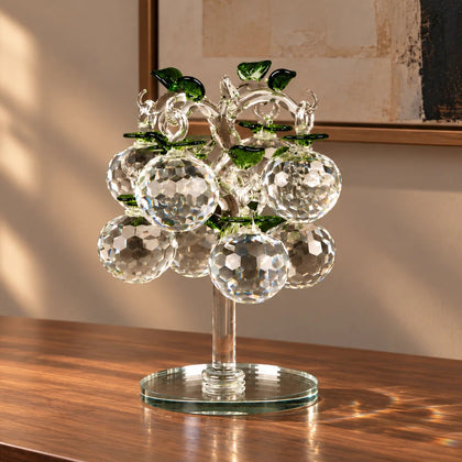 transparent crystal apple tree décor with green crystal leaves large size