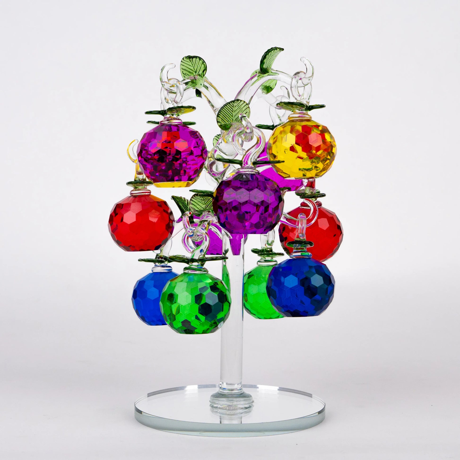 multicolor crystal apple tree décor with green crystal leaves large size