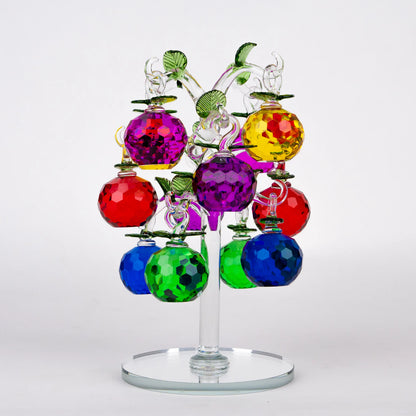 multicolor crystal apple tree décor with green crystal leaves large size