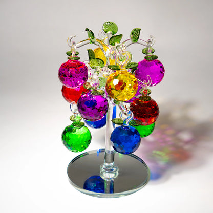 multicolor crystal apple tree décor with green crystal leaves large size