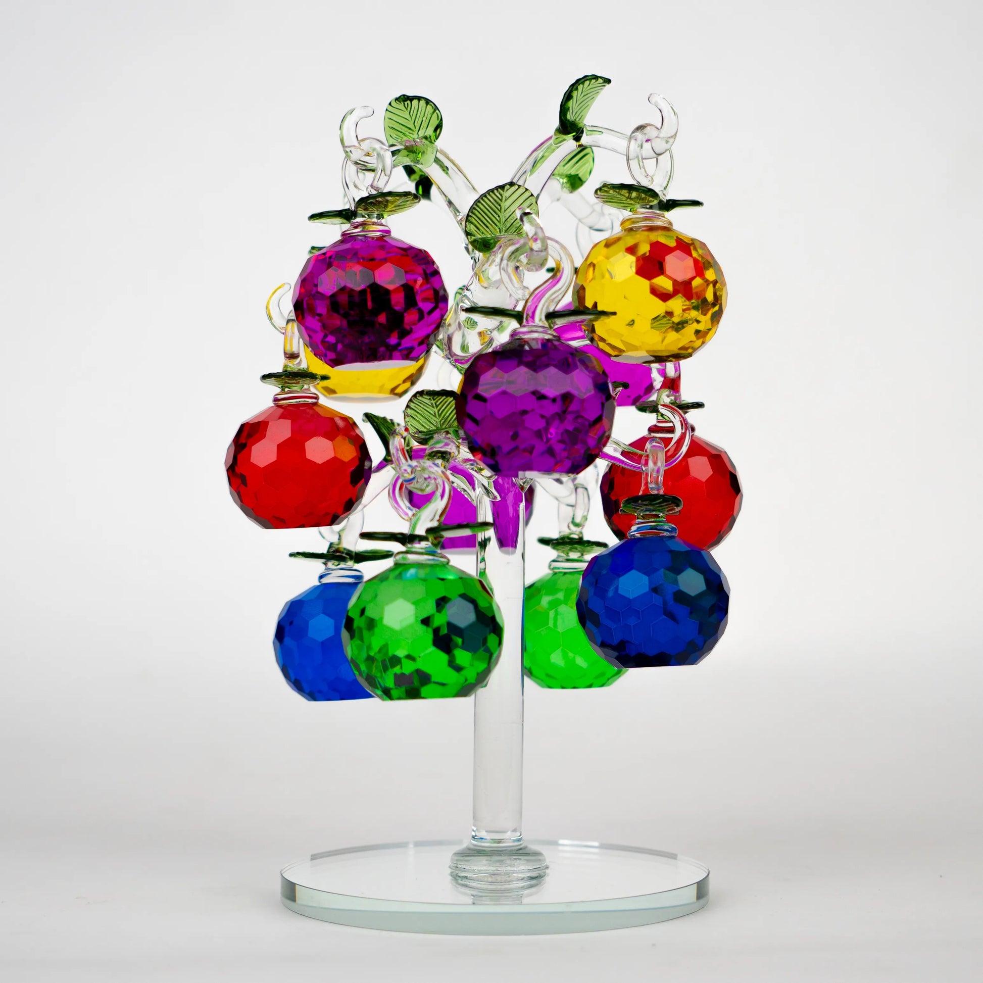 multicolor crystal apple tree décor with green crystal leaves large size