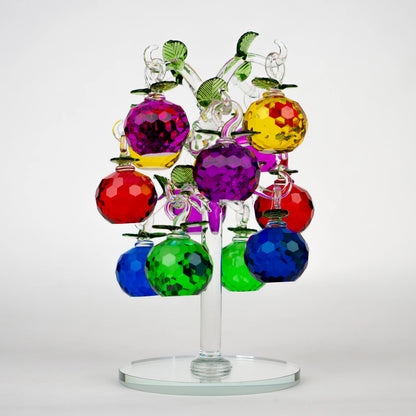 multicolor crystal apple tree décor with green crystal leaves large size