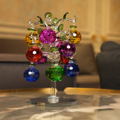 multicolor crystal apple tree décor with green crystal leaves large size