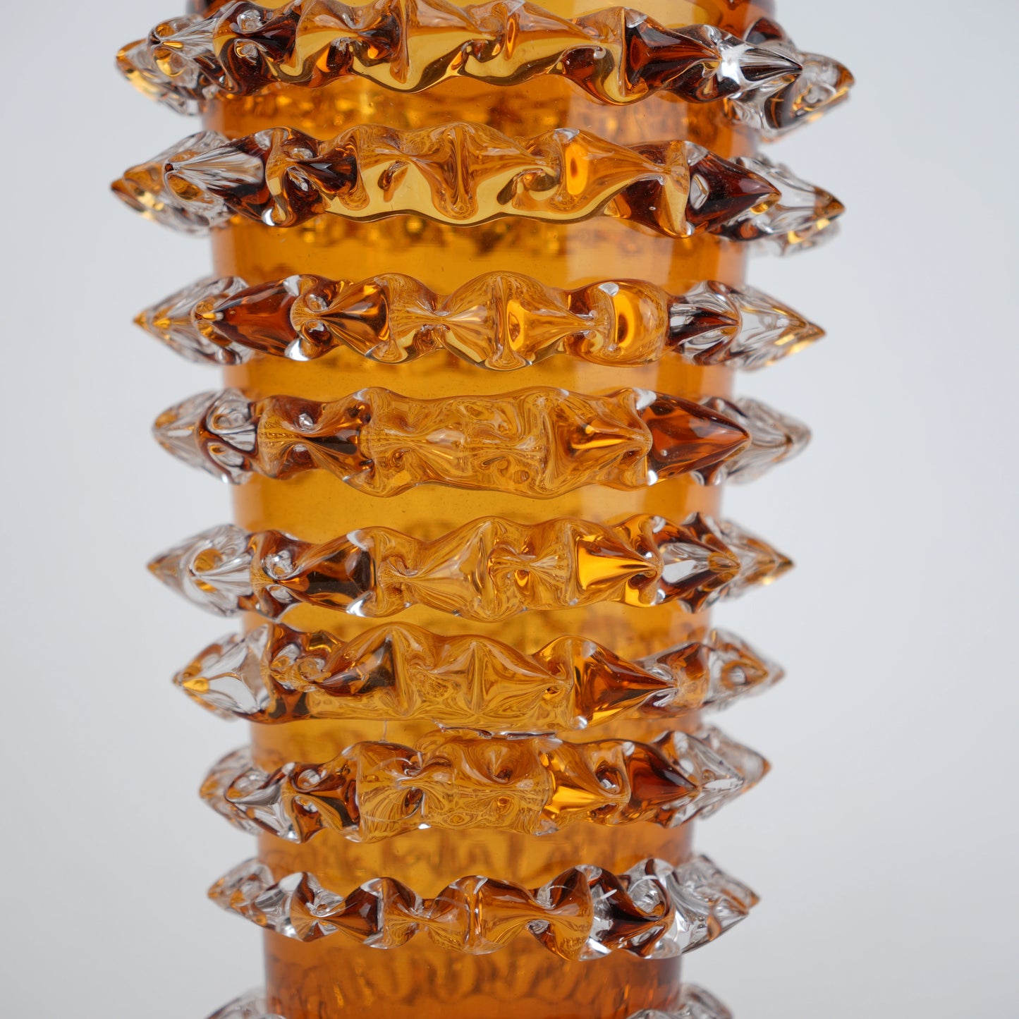 Spiked textured glass decorative vase with layered cylindrical design