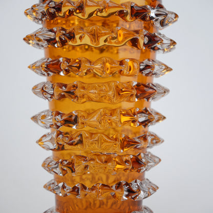 Spiked textured glass decorative vase with layered cylindrical design