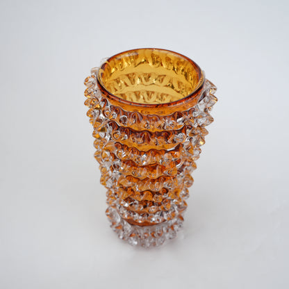 Spiked textured glass decorative vase with layered cylindrical design