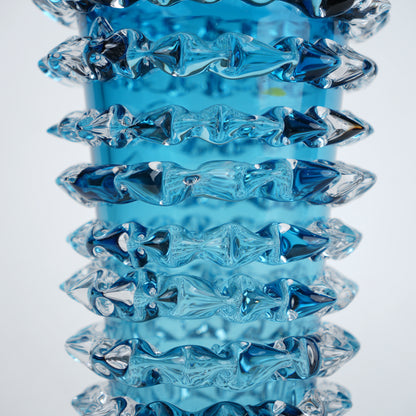 Spiked textured glass decorative vase with layered cylindrical design