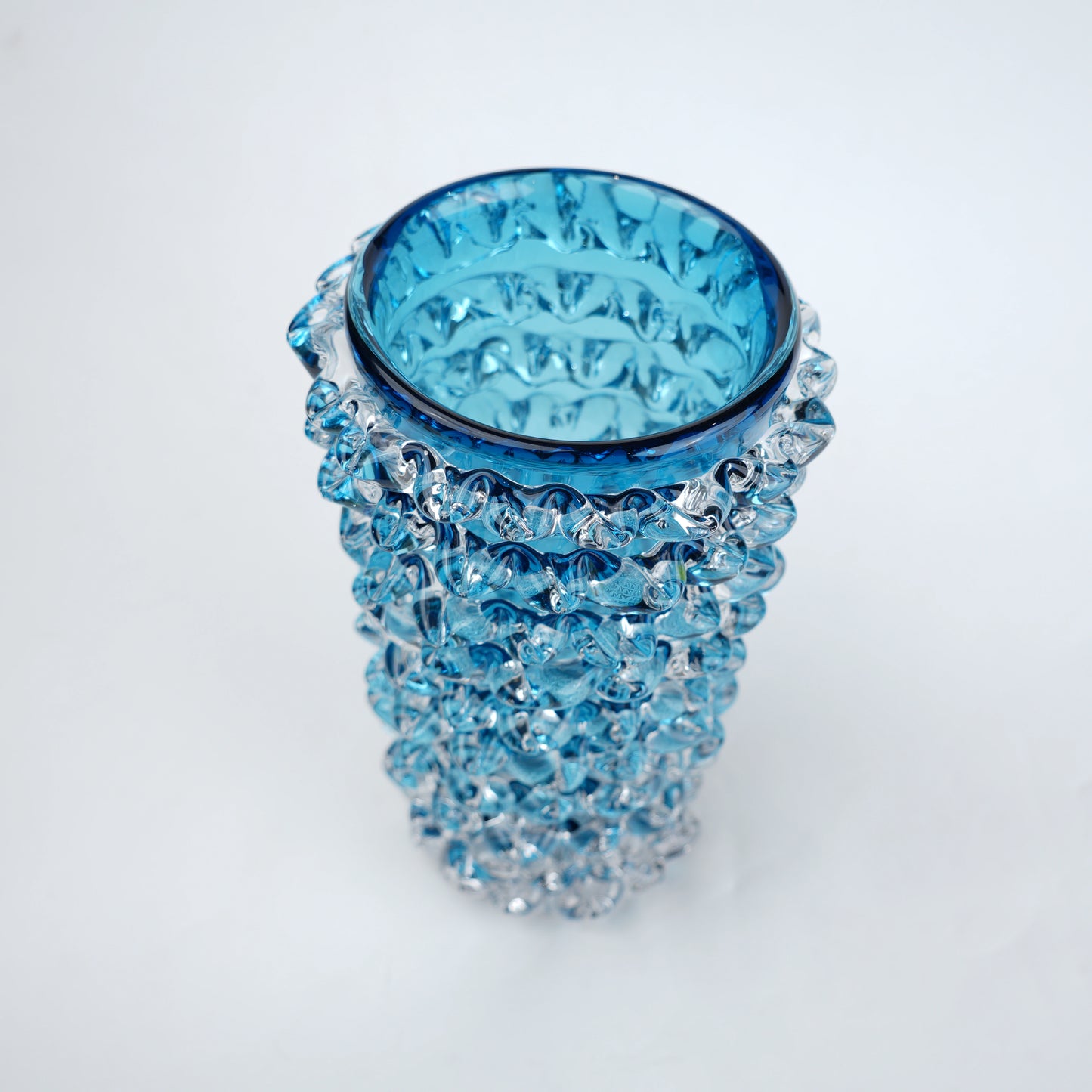 Spiked textured glass decorative vase with layered cylindrical design