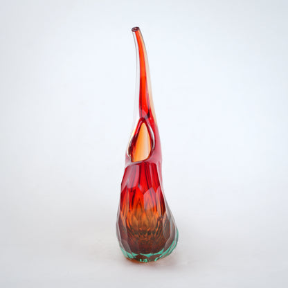 Curved gradient glass vase with side opening modern decor design
