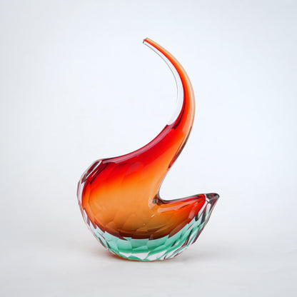 Curved gradient glass vase with side opening modern decor design