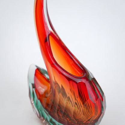 Curved gradient glass vase with side opening modern decor design